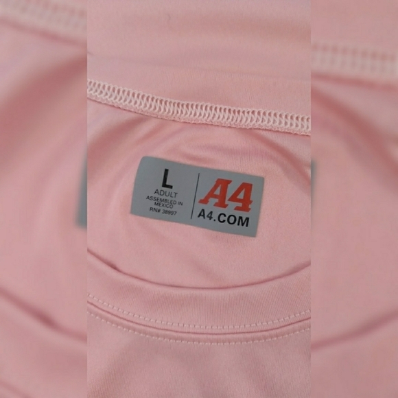 Men's pink short sleeve t-shirt size L from A4 - Picture 6 of 7